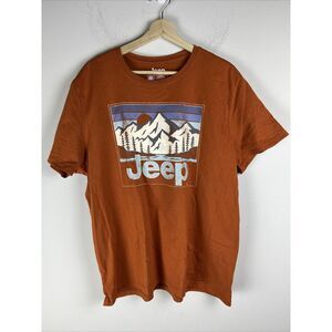 Jeep Mens XL Orange Short Sleeve Double Stitch Cotton Polyester Blend T-Shirt‎